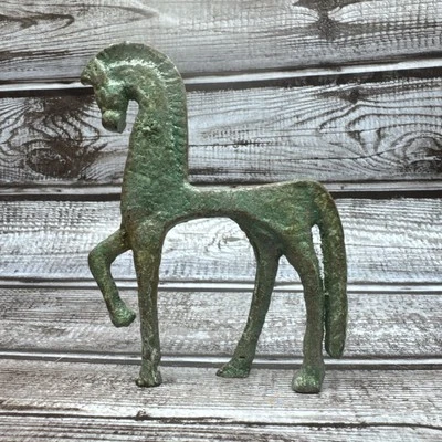 Metal Horse Figurine Green Patina Greek Egyptian Etruscan - Image 1 of 4
