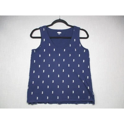 OLD NAVY Navy Blue Pineapple Print Casual V-Neck Tank Top Womens Size Small - Image 1 of 4