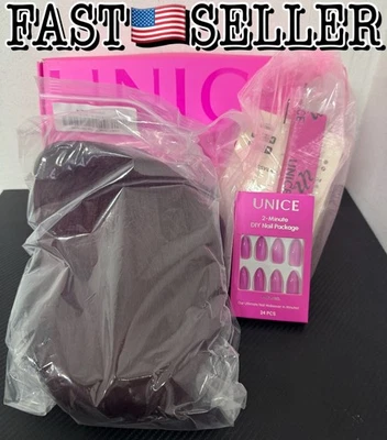 Peruca de cabelo humano liso borgonha UNICE 20” com franjas 99J sem cola - Imagem 1 de 4