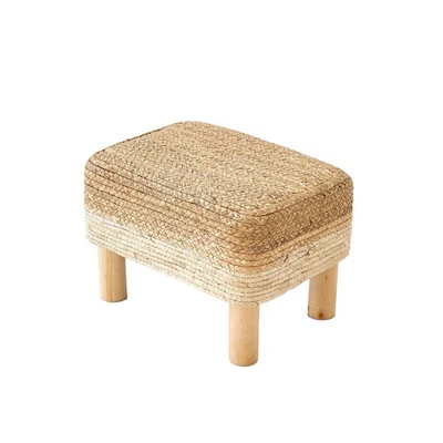 ALeesing Ottoman Foot Stool Rectangular Footrest Natural Seagrass Footstool w... - Image 1 of 4