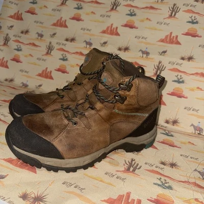 Ariat Women’s 8.5 Brown Turquoise Skyline H2O Waterproof Stable Shoe - Image 1 of 4