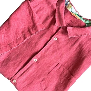 Tommy Bahama Shirt Men's XXXL Red Linen Camp Shirt Button Up Short Sleeve - Picture 1 of 11