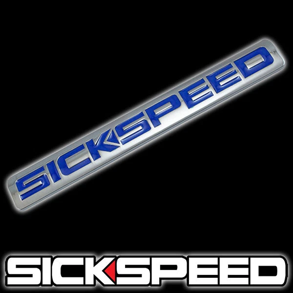 CHROME/BLUE METAL SICKSPEED ENGINE RACE MOTOR SWAP BADGE FOR TRUNK HOOD DOOR - Image 1 of 1