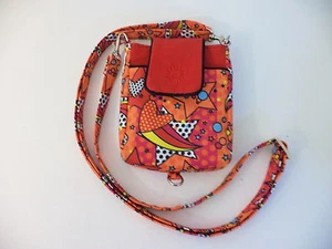 BOLSO BANDOLERA ID KEEPERS de BAGATELLES NARANJA BRILLANTE ROJO ABSTRACTO CORAZONES ESTRELLAS - Imagen 1 de 6