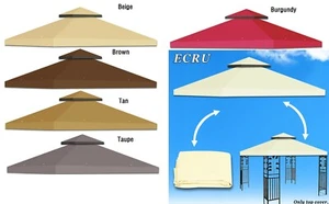 Replacement Canopy 8'X8' 10x10' Gazebo Sunshade 2-Tier Patio Pavilion Cover Top - Picture 1 of 67