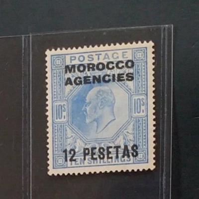 MOROCCO AGENCIES 1907 KE VII 12p on 10s SG 123 Sc 45 MLH - Image 1 of 2
