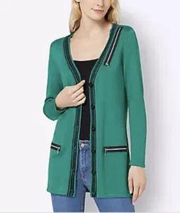 WITT International Size 10 Fine Knit Long Cardigan Green Ladies New £49.99 - Picture 1 of 5