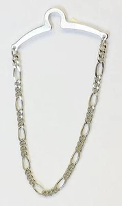 NEW Mens 4mm Tie Chain Tack Clip Silver Figaro Links Gangster FREE SHIP - Picture 1 of 1