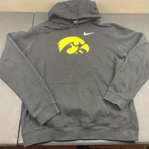 Vintage Nike Team Iowa Hawkeyes Black Hoodie Sweatshirt Center Swoosh Size L Cover