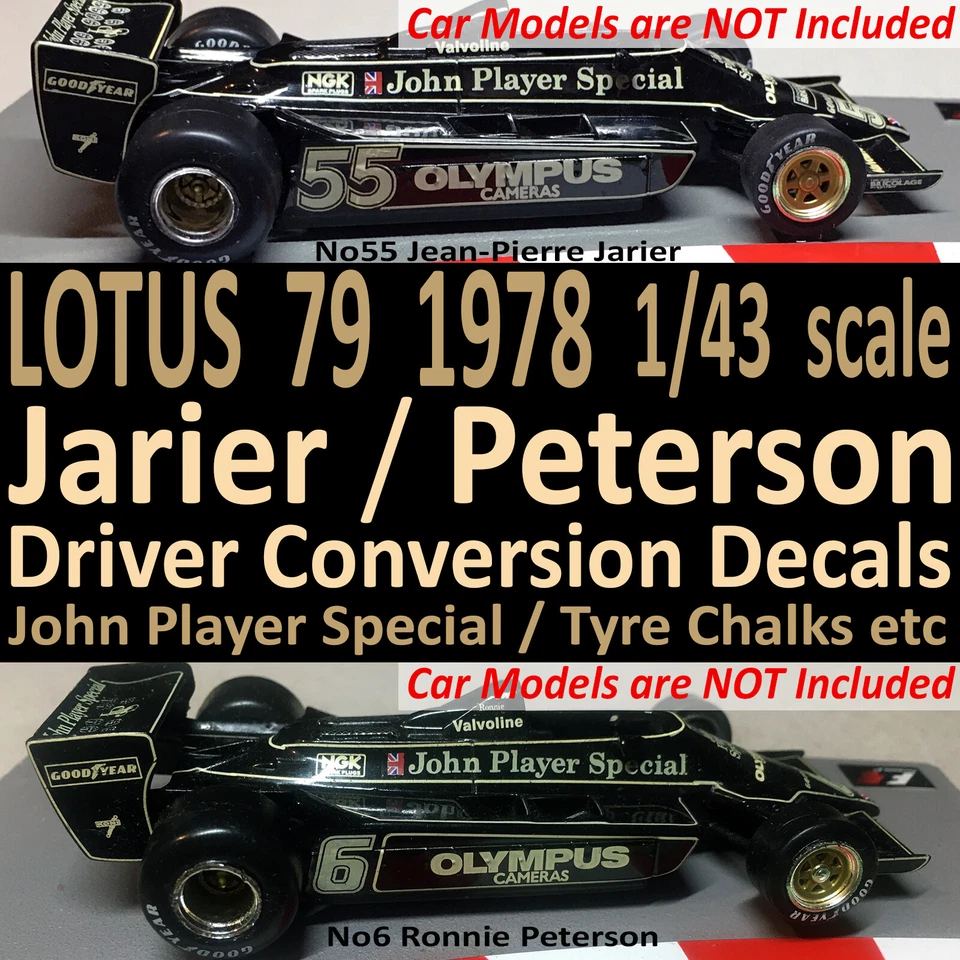 LOTUS 79 1978 Jarier / Peterson Driver Conversion Decals JPS 1/43 scale F1CC IXO - Image 1 of 4