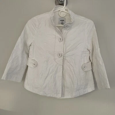 Vintage Moschino Jeans Women’s Donna White Embroidered Blazer Jacket Size 4 - Image 1 of 4