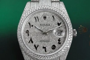 Reloj Rolex Datejust II 41 mm escritura árabe pavé esfera de diamante acero helado - Imagen 1 de 8