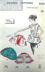 Vintage 1950s Cobblers SMOCK APRON Pattern Half Apron Butterick 8336 ONE SIZE - Picture 1 of 10