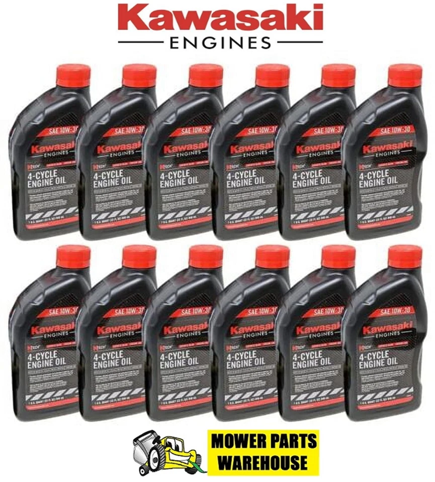 12 PACK GENUINE OEM KAWASAKI 10W30 K-TECH MOTOR OIL 99969-6081 QUART 10W-30 CASE - Image 1 of 1