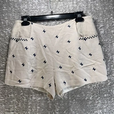 Pantalones Cortos Para Mujer Harlyn Anthropologie Bordados Medianos Lino Forrados Cremallera Lateral Foto 1 de 4