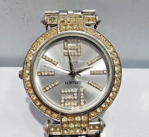 Montre Quartz Cristal Gruen GR8258 Vintage Fonctionnelle, Argenté Avec Strass - Picture 1 of 8