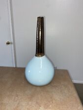 Deartis Pottery Blue Brown Bronze Ribbed Decorative Vase Modern Contemporary