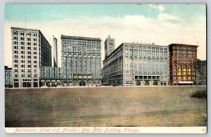 Postcard - Auditorium Hotel & Annex - Fine Arts Building Chicago Illinois - Picture 1 of 2