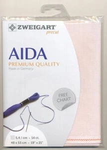 Zweigart Precut Aida 3706, 14Ct/5.4St 48x53cm Cotton Bo-Peep Pink - Picture 1 of 1