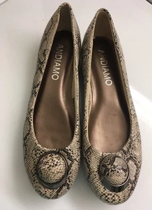 Andiamo Estelle Snake Print Ballet Flat 7 Medium Shoes - Picture 1 of 11