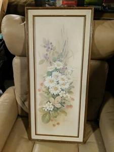 Vintage Franklin Picture Co Print Botanical Art Berries & Daisies Robert Laessig - Picture 1 of 6