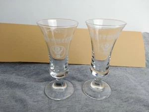Jagermeister Footed Shot Glasses w/Stag Head Logo Barware Set of 2 - Picture 1 of 6