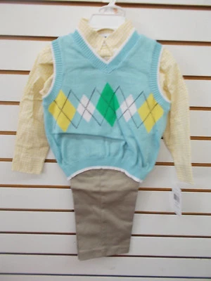 Conjunto de chaleco suéter azul claro y amarillo IZOD $50 3 piezas para niños pequeños talla 2T - 4T Foto 1 de 4
