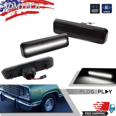 Smoked Lens White Front Fender Side Marker Lights Lamps For Dodge D100 D150 D250 - Imagem 1 de 4