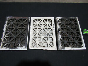 ~ SET OF 3 ORNATE ANTIQUE STEEL REGISTERS ~ 9.75 X 13.75 ARCHITECTURAL SALVAGE