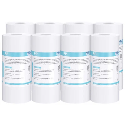 8 Pack 5 Micron 10x4.5" Big Blue Sediment Water Filter Whole House RO Cartridges - Image 1 of 4