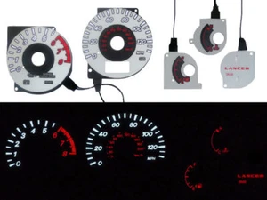 JDM Evo Style White Black Glow Gauge Face Overlay For 02-05 Mitsubishi Lancer OZ - Picture 1 of 5