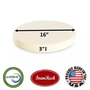 FoamRush 3" x 16" Diameter High Density Upholstery Foam Cushion (Made in USA) - Picture 1 of 1