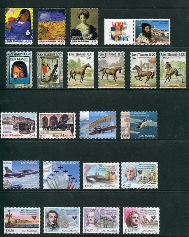 San Marino 2003 MNH Year Set - Scott 1556-1593 74 Stamps including 4 Sheets Cover