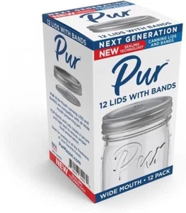 PUR Wide Mouth Canning Lids with Bands Case of 36 (12 Packs) - Picture 1 of 2