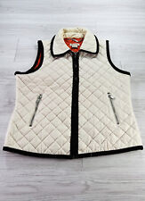Michael Kors Vest Quilted Womens Size Large L White Puffer W Brown Cordaroy Trim