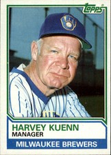 1983 Topps Milwaukee Brewers Baseball Card #726 Harvey Kuenn MG