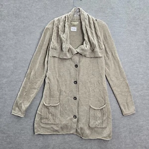 Royal Robbins Women Sweater Large Beige Cardigan Wool Yak Blend Cable Knit - Picture 1 of 9