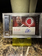 DAMIAN LILLARD 2012-13 Panini Intrigue Rookie Patch Auto; /10 BGS 9 MINT;BUCKS