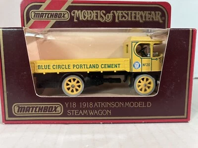 Matchbox Y18 1918 Steam Wagon Blue Circle Portland Cement Mint in Box - Image 1 of 4