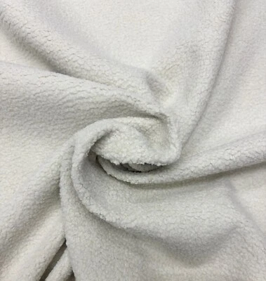 SHERPA IVORY WHITE FAUX LAMB SHEEP WOOL FUR FABRIC BY 1/2(0.5) YARD 55"W - Image 1 of 4