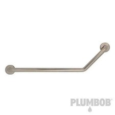 2 X Angled Bathroom Grab GRIP Bar Polish Stainless Steel rail + FREE BATH MAT