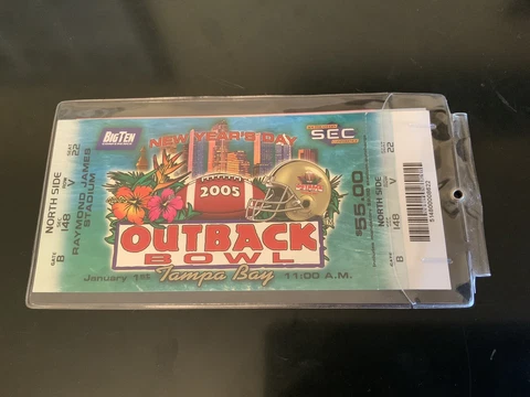 NCAA Football 2005 Outback Bowl Game Ticket! Wisconsin Badgers vs Bulldogs!* Cover