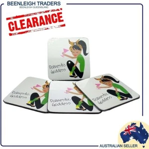 4 Pack Drink Coasters DOMESTIC GODDESS Brand New - Imagen 1 de 10