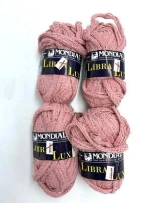 Hilo Mondial Libra Lux Algodón Voluminoso Texturizado Lentejuelas Hilo 0578 Rosa Lote de 4 Foto 1 de 3