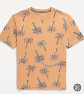 Old Navy Boys Size XL 14/16 Orange Palm Tree Short Sleeve T-shirt NWT - Picture 1 of 2