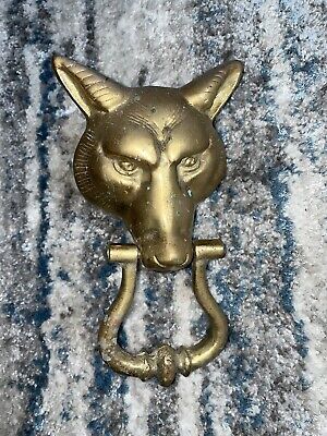 Vintage Door Knocker Solid Brass Fox Head Coyote/Wolf Mid Century • 31.93$