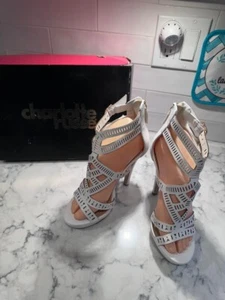 Charolette russe white high fashion open toe high heel sandal size 7 - Picture 1 of 6