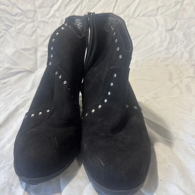 Botines sin estacionamiento para mujer Linnett talla 9 de tela negra con tacón de cuña Foto 1 de 4