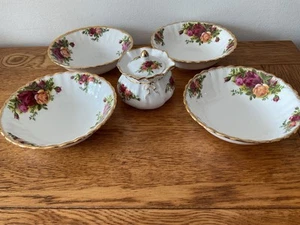 4x ROYAL ALBERT OLD COUNTRY ROSES SCHALEN (13cm Durchmesser) plus Einkochtopf. - Bild 1 von 7