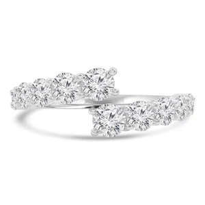 1.77 CT Round VS1 D Lab Created Diamond Bypass Ring 14K White Gold - Picture 1 of 5
